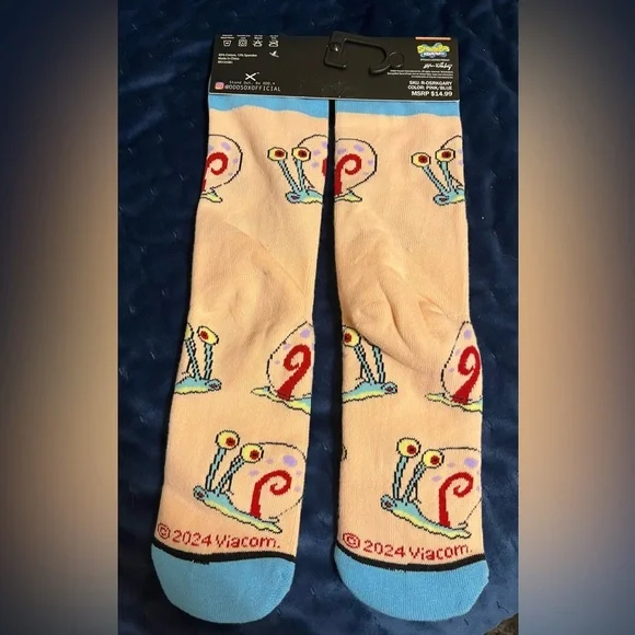 Odd Sox SpongeBob Crew Socks Gary the Snail Mens Womens Pink Blue Y2K Fun Gift - Picture 2 of 8